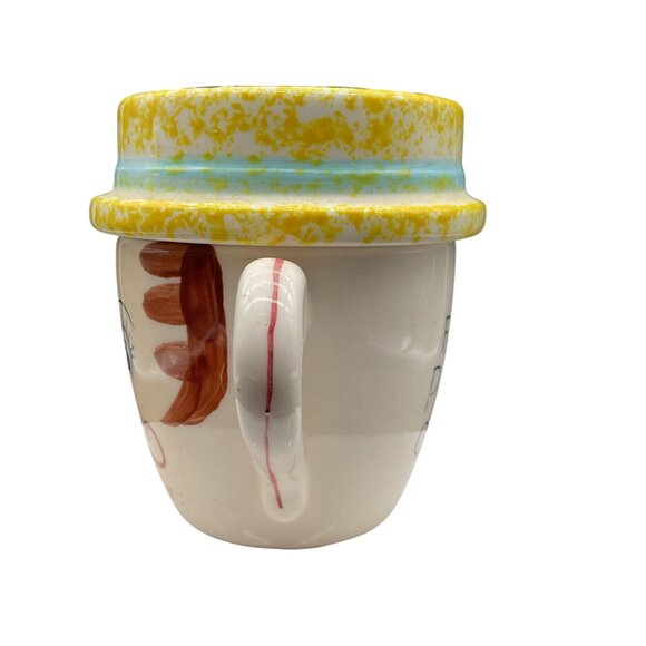 Vintage Ceramic Mug & Ashtray Set With Yellow Hat Design "For Pop Only" 4.25" H - Picture 4 of 7